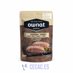 COMIDA HÚMEDA OWNAT WETLINE STERILIZED CHICKEN & TURKEY