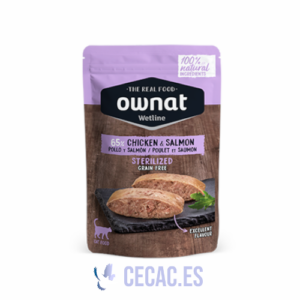 COMIDA HÚMEDA OWNAT WETLINE STERILIZED CHICKEN & SALMON
