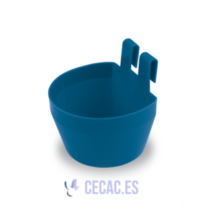 COMEDERO PLASTICO CON GANCHOS (AZUL)